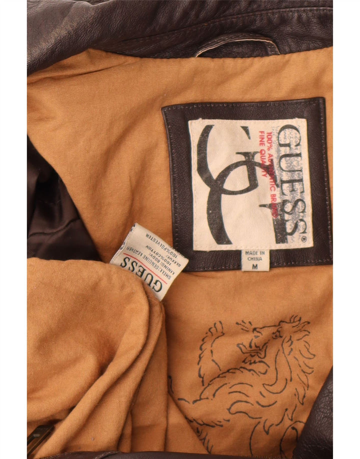 Guess Veste en cuir pour homme UK 38 Cuir marron moyen