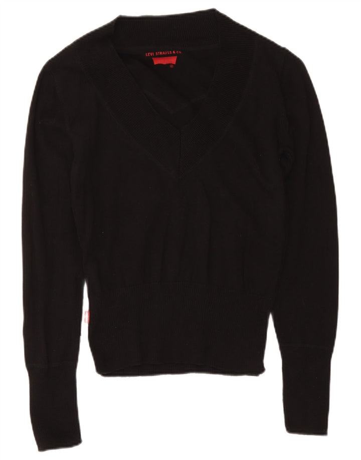 Levi's Pull Col V Femme UK 12 Noir Moyen Coton