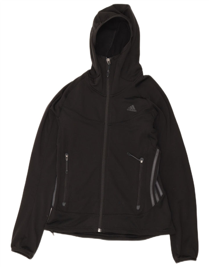 Adidas Pull à capuche zippé pour femme UK 10 Petit Noir Polyester