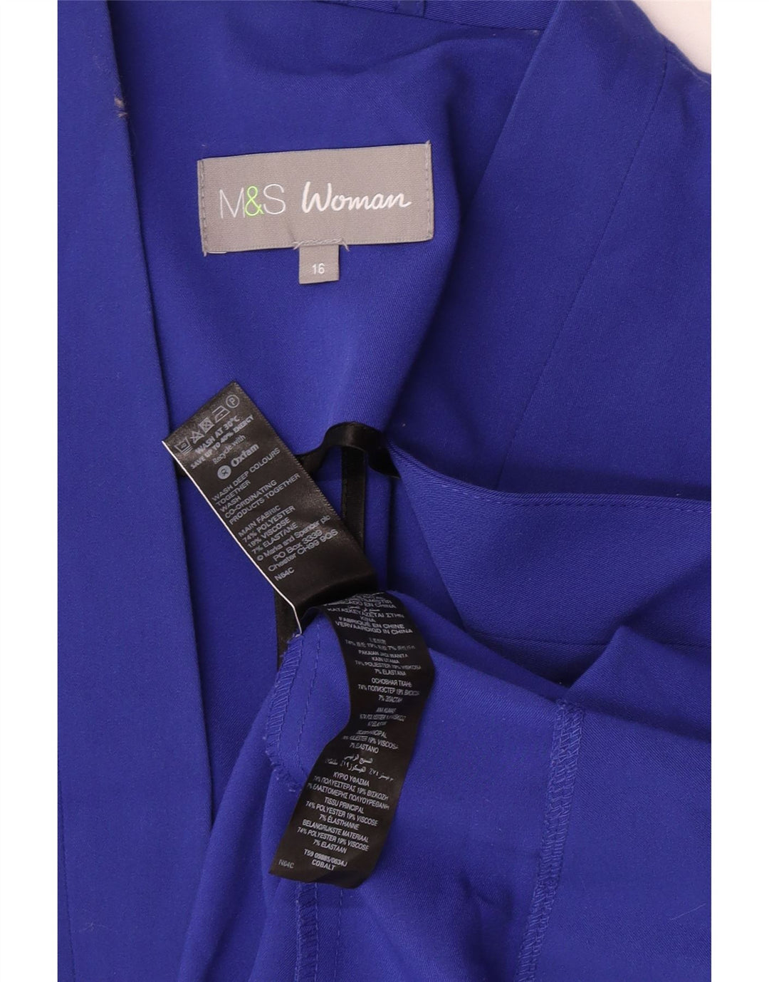 Marks & Spencer Veste blazer ouverte pour femme UK 16 Large Bleu Polyester