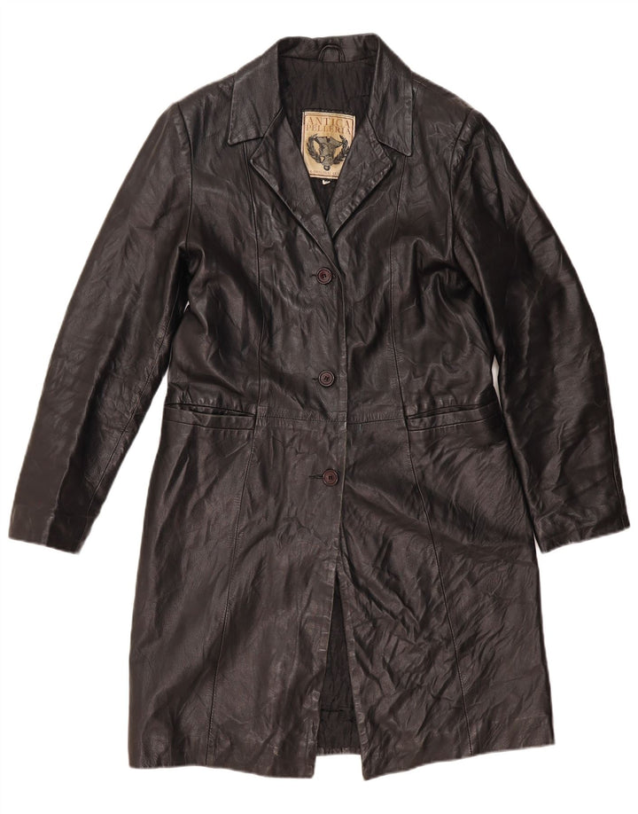 ANTICA PELLERIA Manteau en Cuir Femme IT 46 Grand Cuir Noir