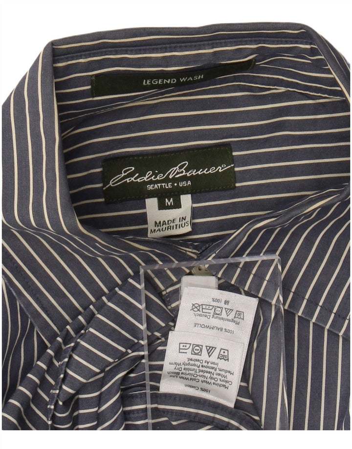 EDDIE BAUER Chemise Homme Bleu Marine Moyen à Fines Rayures Coton