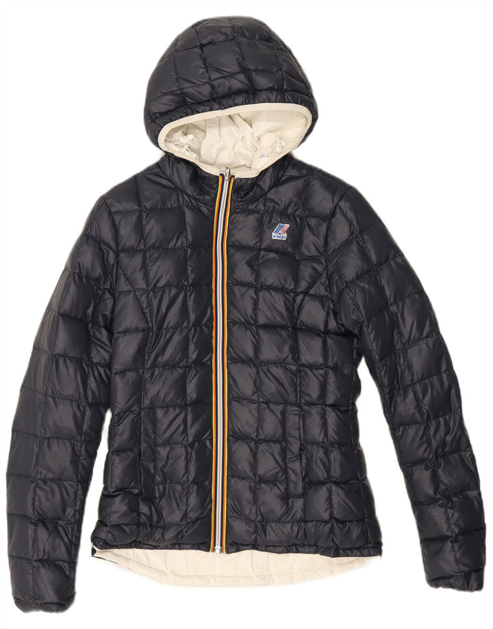 K-Way Veste matelassée réversible à capuche pour femme UK 8 Small Noir Polyamide