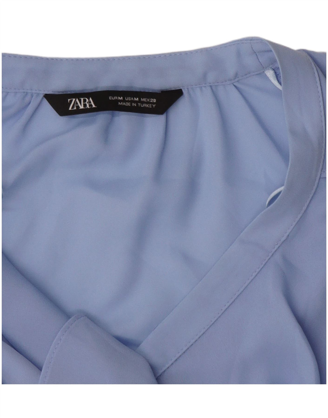 ZARA Femme Chemisier à volants sur le devant UK 14 Bleu moyen