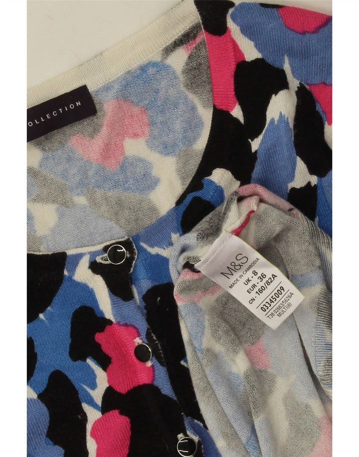 Marks & Spencer Pull Cardigan pour Femme UK 8 Petit Floral Multicolore