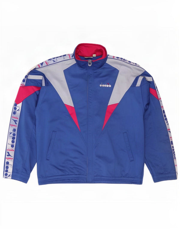 Diadora Veste de survêtement graphique pour hommes UK 46 XL Bleu Colorblock