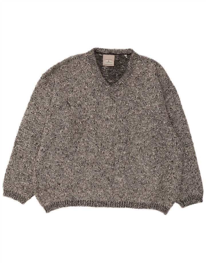 Consenso Pull Col V Homme XL Laine Mouchetée Gris