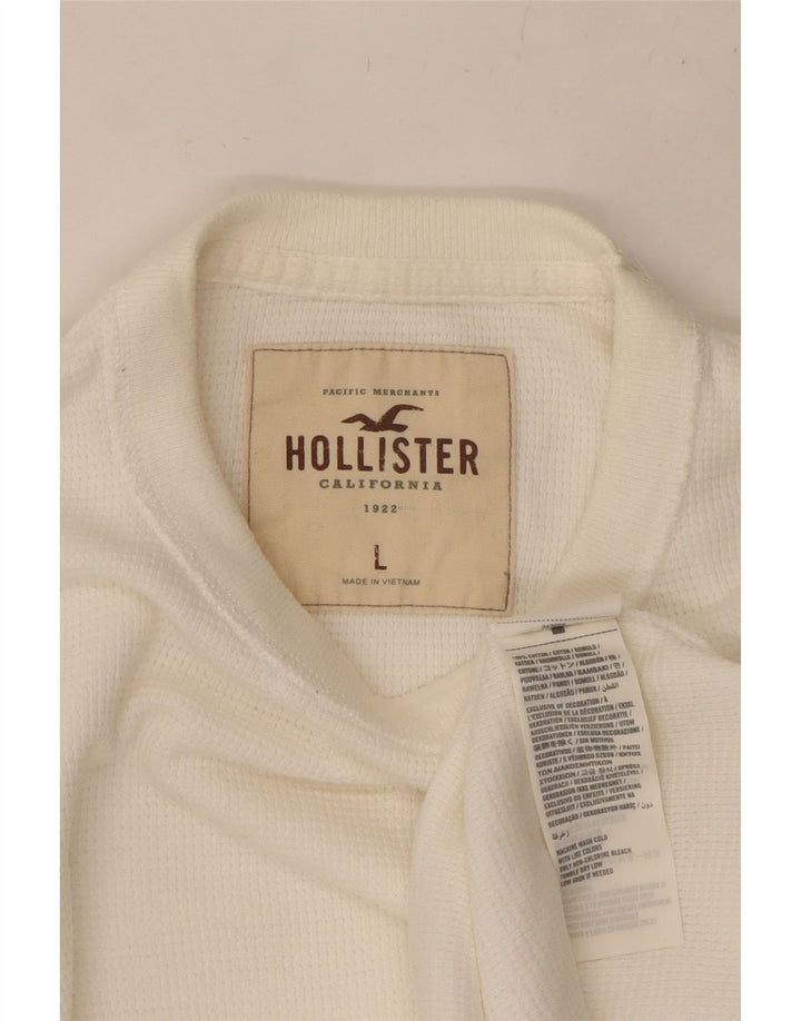 HOLLISTER Haut à manches longues pour hommes en coton blanc Large