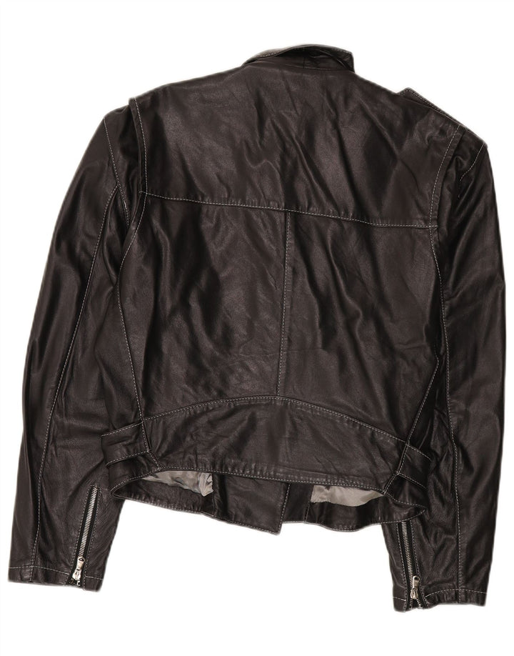 Conbipel Blouson Motard En Cuir Femme IT 44 Cuir Noir Moyen