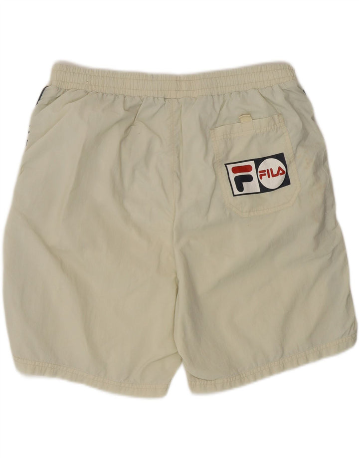 FILA Mens Graphic Swimming Shorts XL Off White Nylon Vintage Fila and Second-Hand Fila from Messina Hembry 