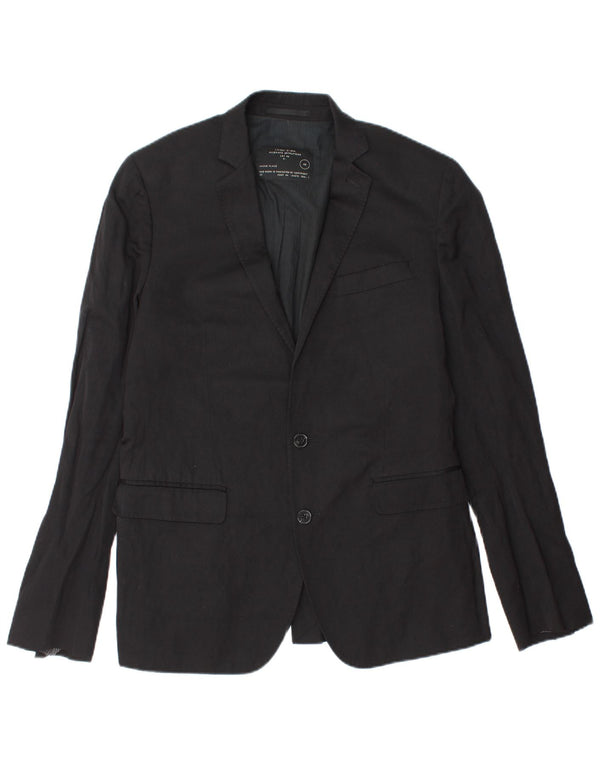All Saints Veste blazer à 2 boutons pour homme UK 40 Large laine noire
