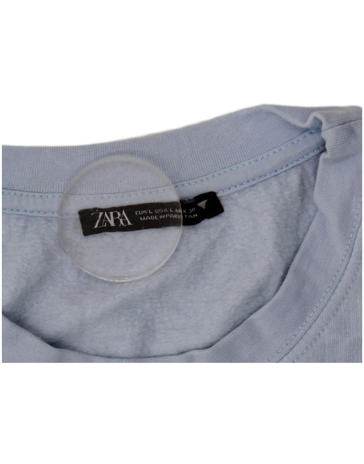 Zara Womens Crop Sweatshirt Jumper UK 16 Grand Bleu Polyester