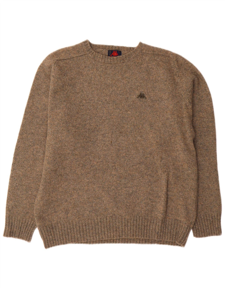 Kappa Pull à col rond pour homme XL en laine mouchetée beige