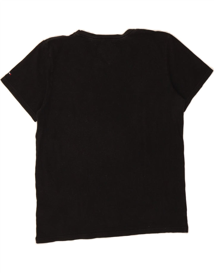 TOMMY HILFIGER Mens Graphic T-Shirt Top Medium Black Cotton Vintage Tommy Hilfiger and Second-Hand Tommy Hilfiger from Messina Hembry 