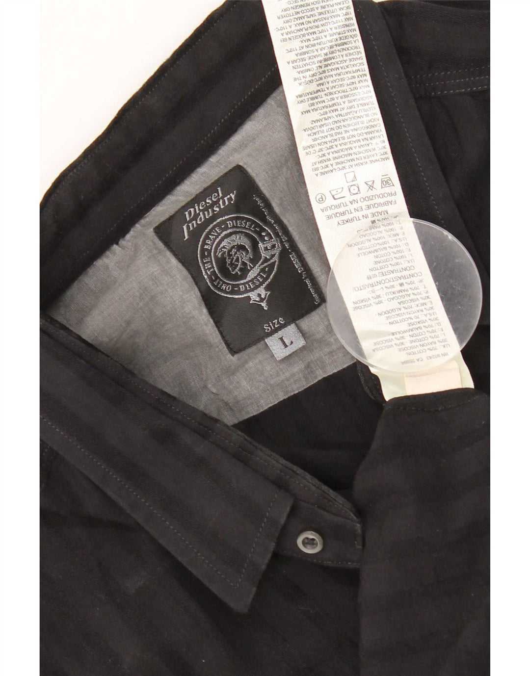 Chemise Homme Diesel Large Coton Rayé Noir