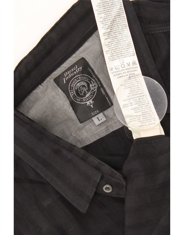 Chemise Homme Diesel Large Coton Rayé Noir