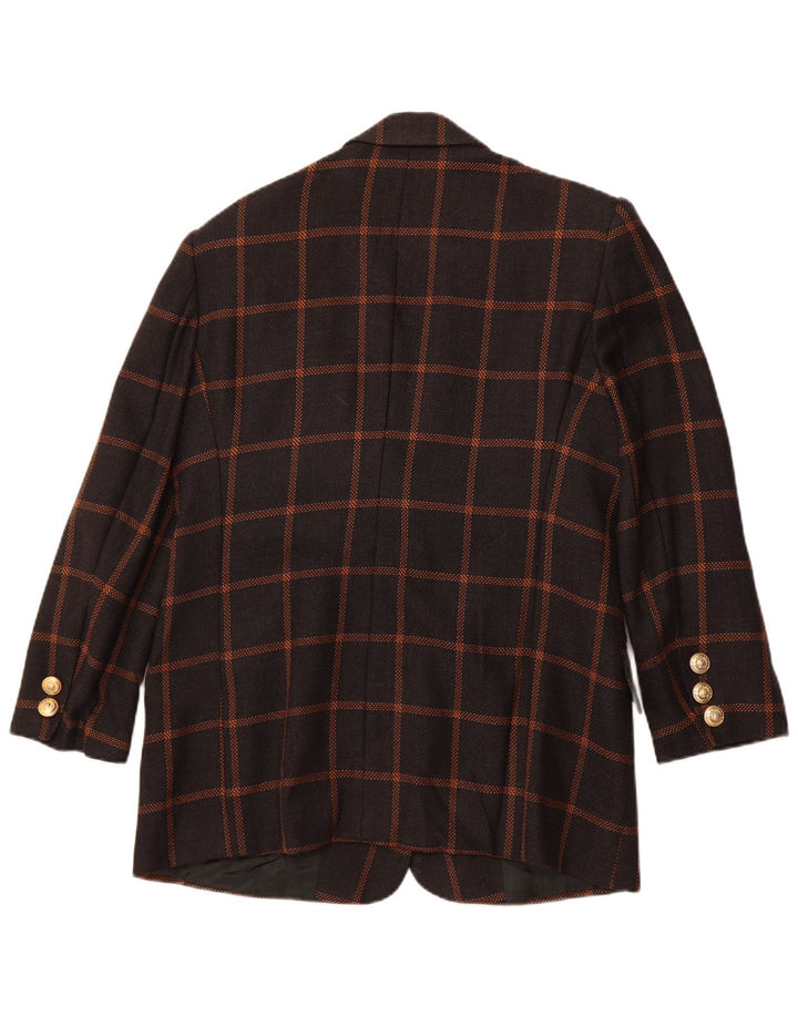 ROCCOBAROCCO Veste Blazer 3 Boutons Femme Taille 19 XL Laine à Carreaux Noir