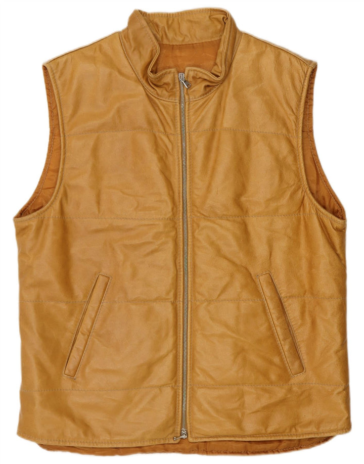 Saks Club Gilet en cuir rembourré pour homme IT 48 Beige moyen