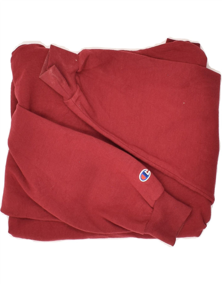 CHAMPION Mens Graphic Hoodie Jumper Medium Maroon Cotton | Vintage Champion | Thrift | Second-Hand Champion | Used Clothing | Messina Hembry 