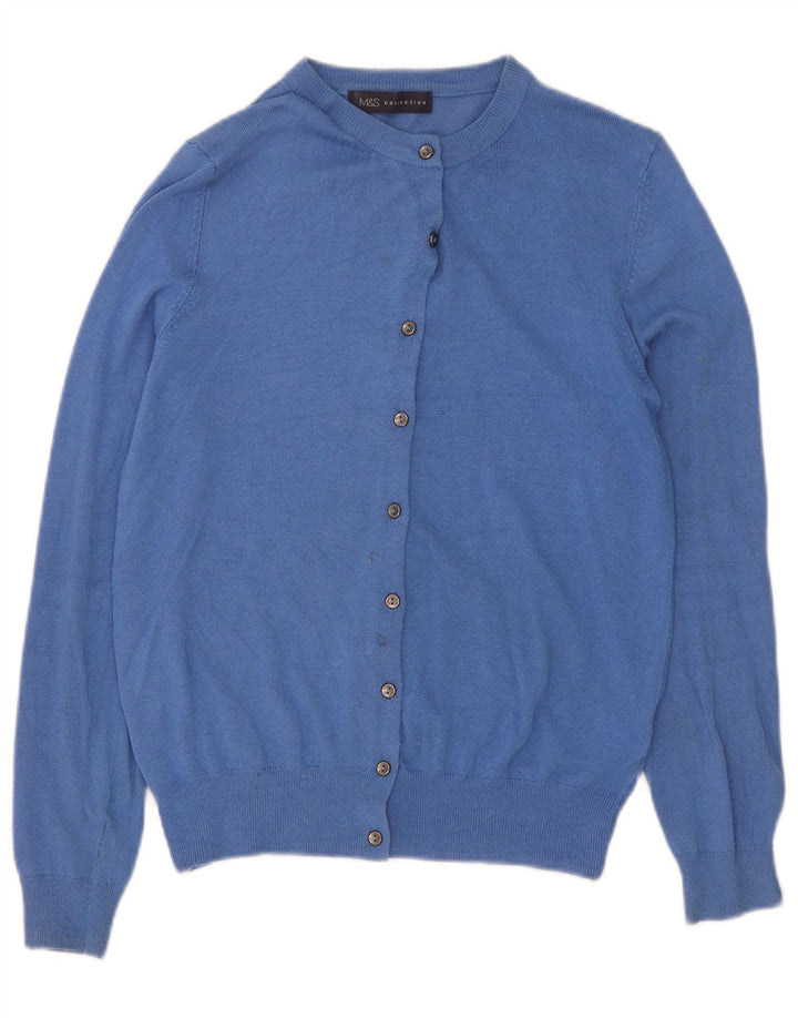Marks & Spencer Pull Cardigan Femme UK 12 Bleu Moyen Viscose