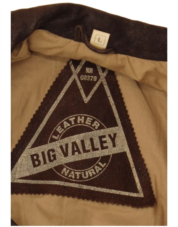 VINTAGE Veste en cuir homme UK 40 Grand cuir marron
