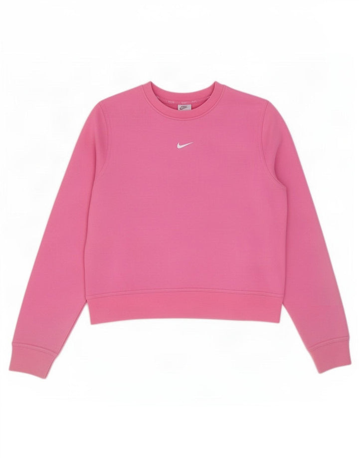 Nike Femme Dri Fit Sweat-shirt surdimensionné UK 10 Petit Rose Polyester