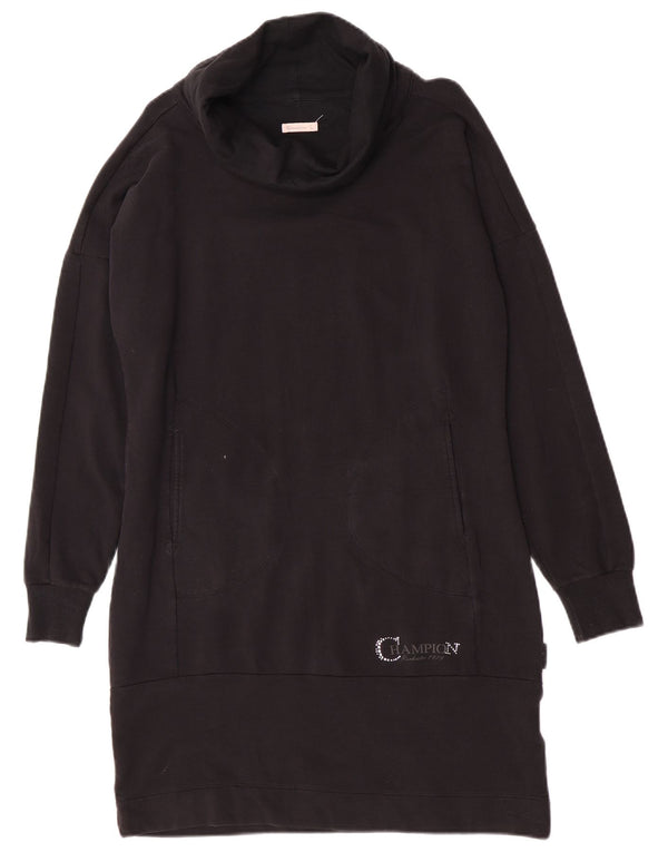 Champion Robe pull à manches longues et col roulé pour femme UK 16 Large Noir Coton
