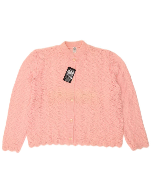 vintage Femme Cardigan Pull UK 16 Grande Laine Nouvelle Rose