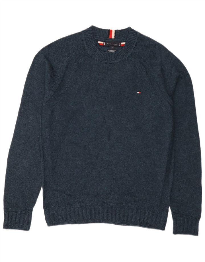 Tommy Hilfiger Pull Ras du Cou Homme Bleu Marine Moyen Laine d'Agneau