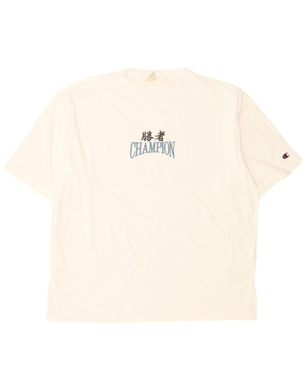 Champion T-Shirt Graphique Homme Top XL Blanc Coton