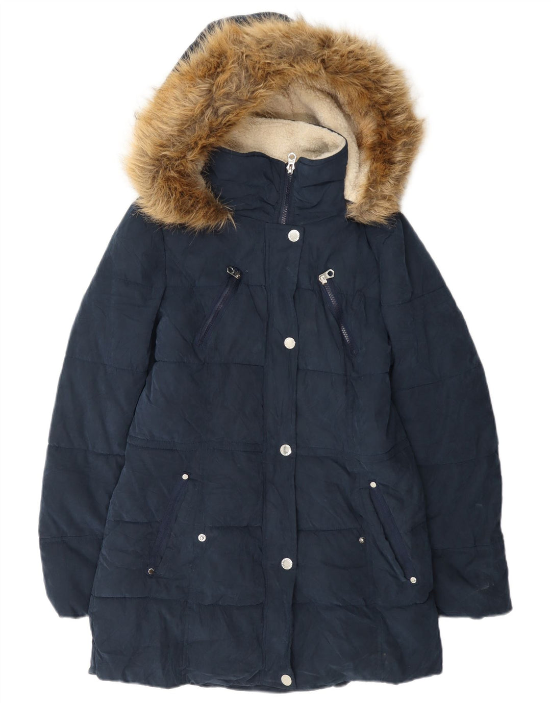 Nautica Veste matelassée à capuche pour femme UK 14 Bleu marine moyen Polyester