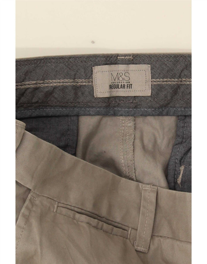 Marks & Spencer Pantalon chino coupe classique pour homme W36 L30 Gris