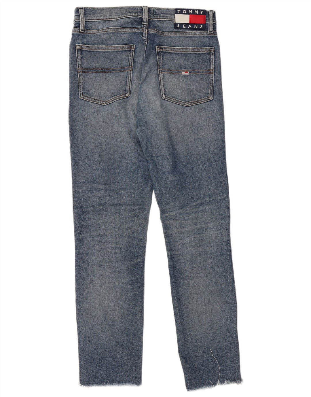 Tommy Hilfiger Jean court taille haute effet vieilli pour femme W27 L27 Bleu