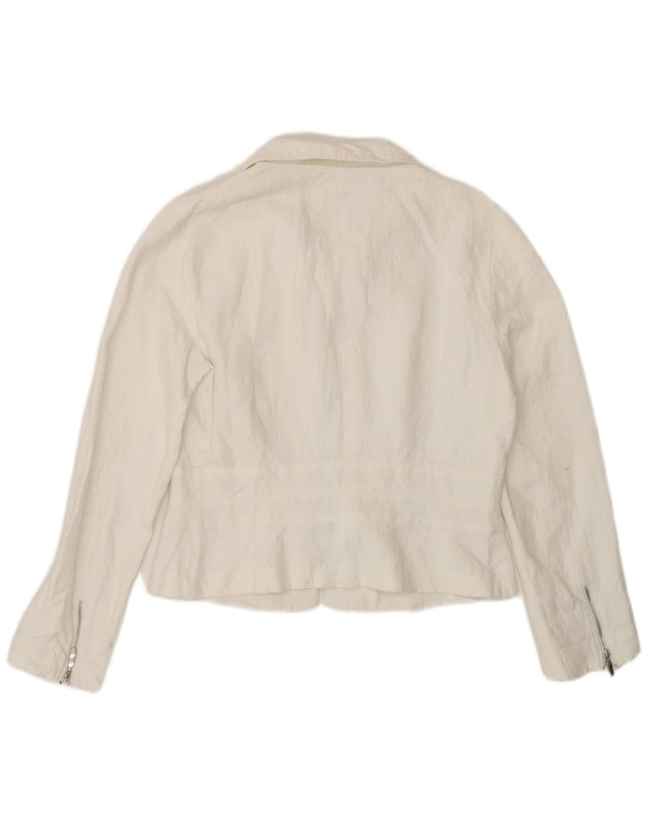 Penny Black Veste blazer zippée pour femme UK 12 Blanc moyen