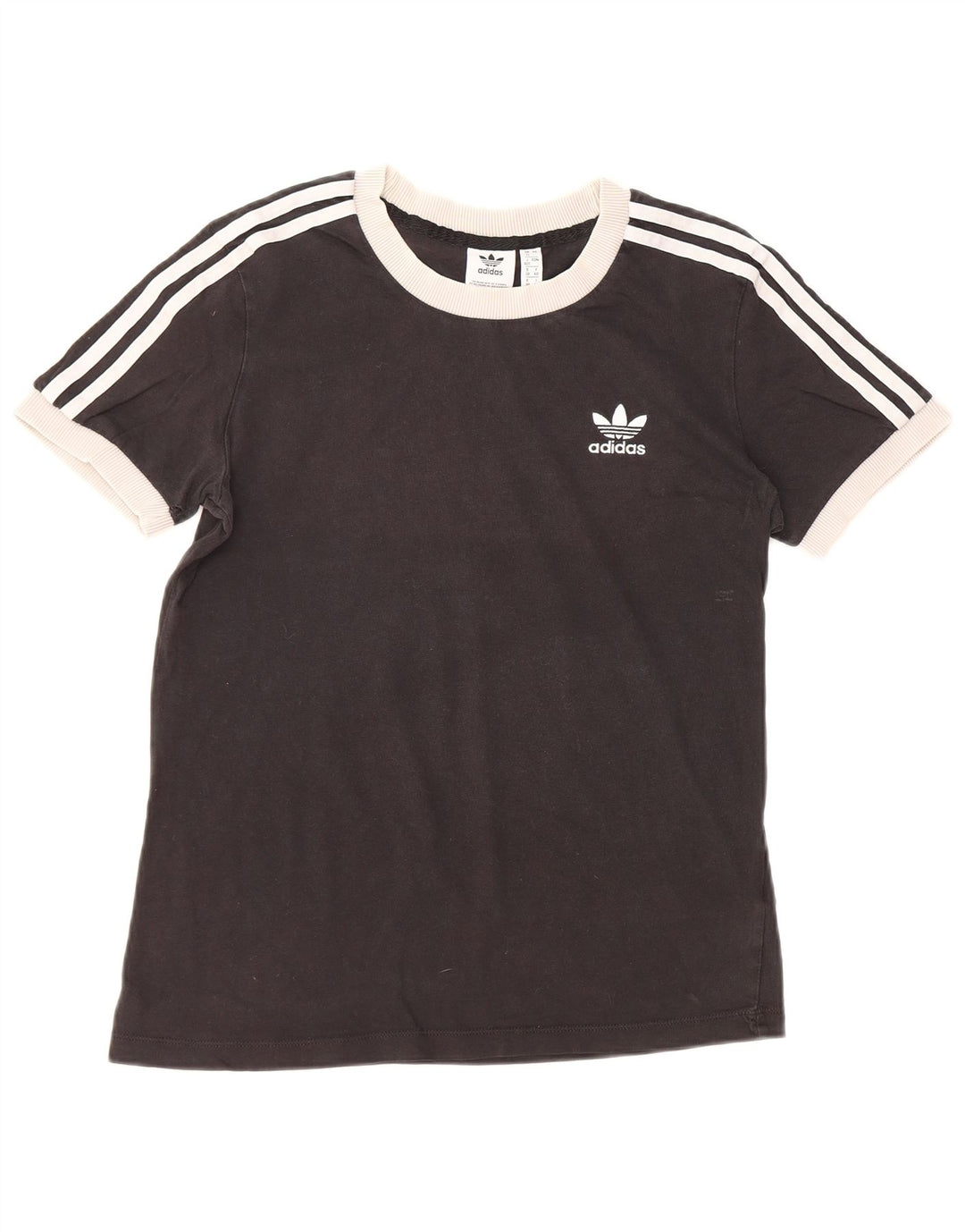 ADIDAS T-shirt pour femme UK 12 en coton noir moyen