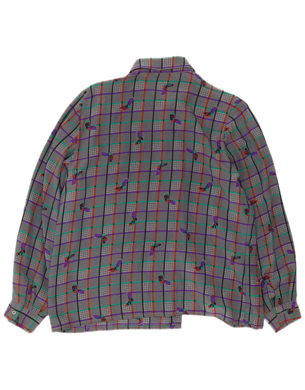 Chemisier chemise femme vintage UK 18 XL Gris Check