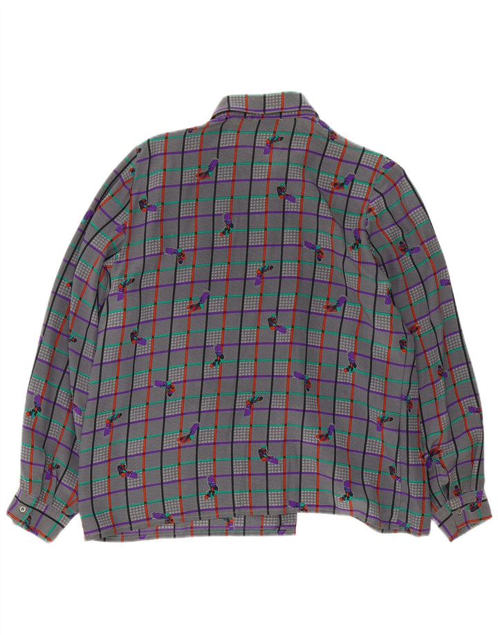 Chemisier chemise femme vintage UK 18 XL Gris Check