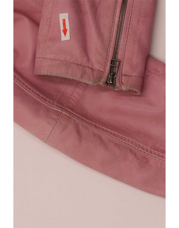 Zucchero Veste en cuir motard pour femme UK 16 Grand cuir rose