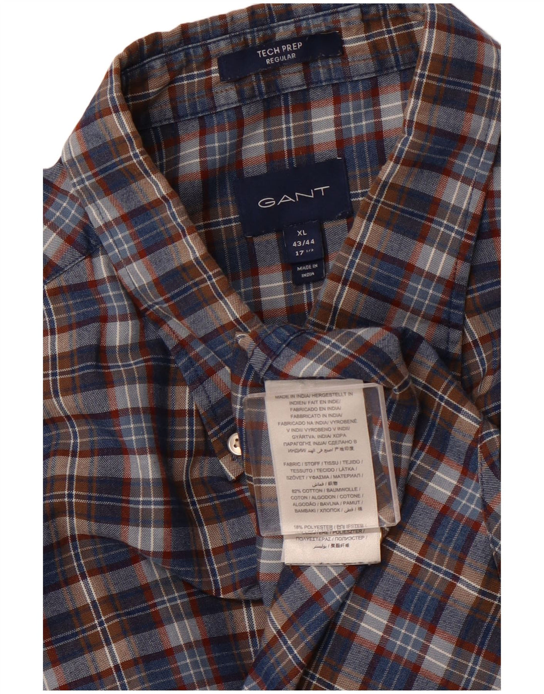 GANT Chemise Regular Fit Homme Taille 43/44 17 1/2 XL Bleu Marine à Carreaux Coton