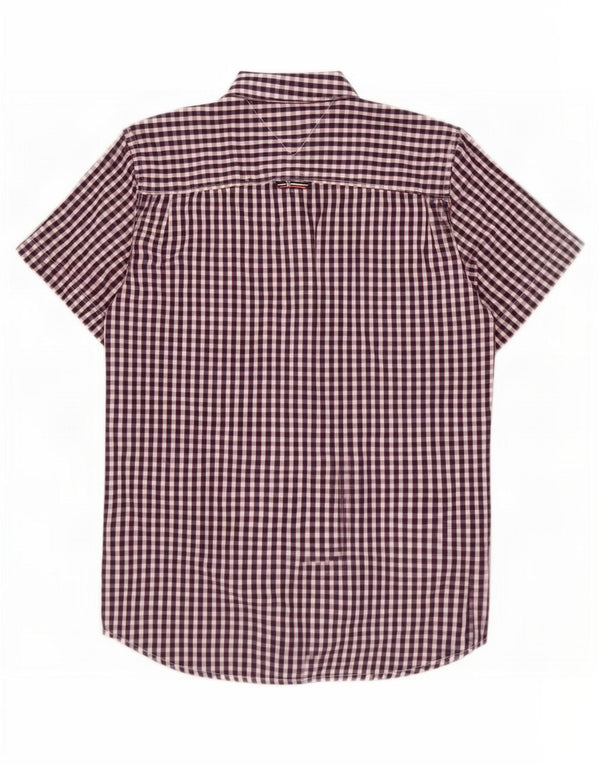 Tommy Hilfiger Chemise à manches courtes pour homme en coton vichy bleu marine moyen
