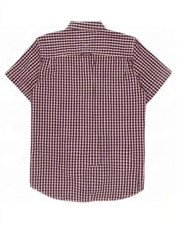 Tommy Hilfiger Chemise à manches courtes pour homme en coton vichy bleu marine moyen