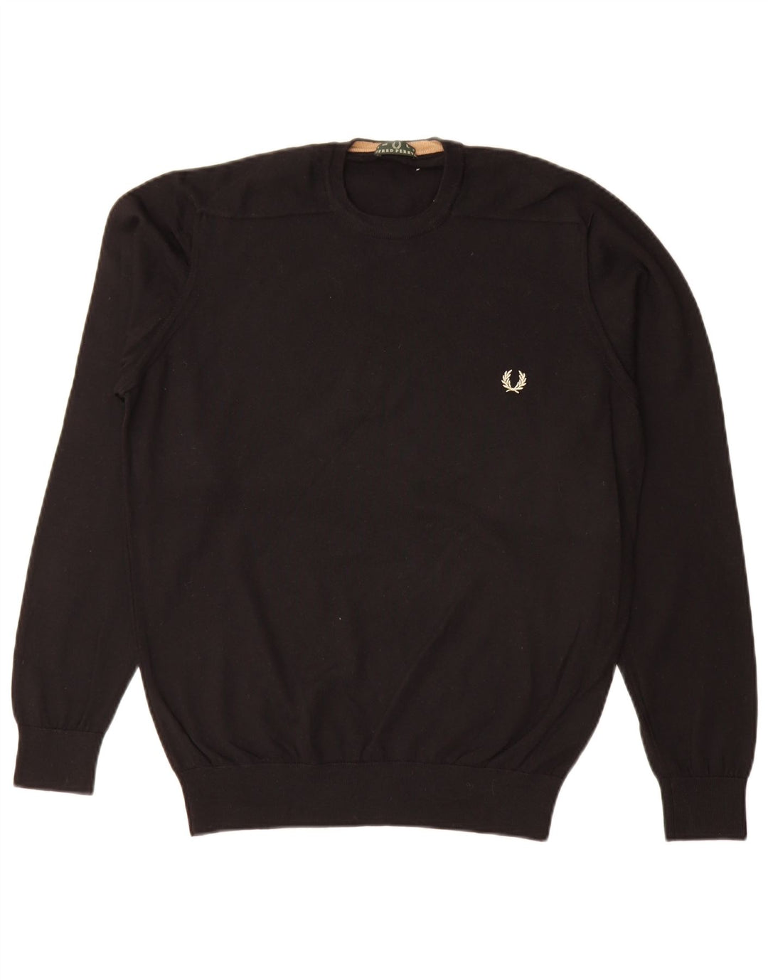 Fred Perry Pull à col rond pour homme en laine noire Taille L
