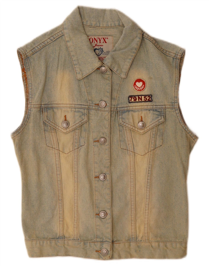 Onyx Womens Denim Gilet UK 10 Petit Bleu Coton
