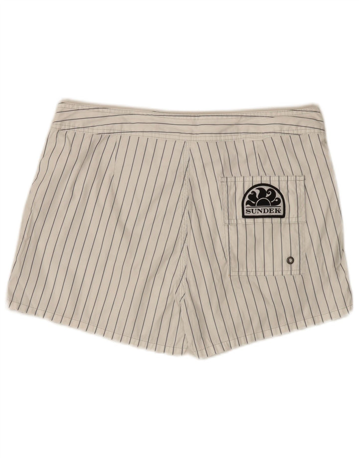 Sundek Short de bain homme en polyester rayé blanc moyen