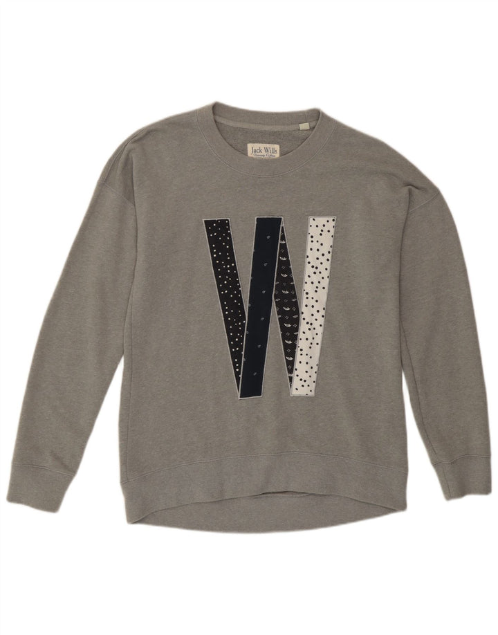 Jack Wills Sweat-shirt surdimensionné graphique pour femme UK 8 Small Gris