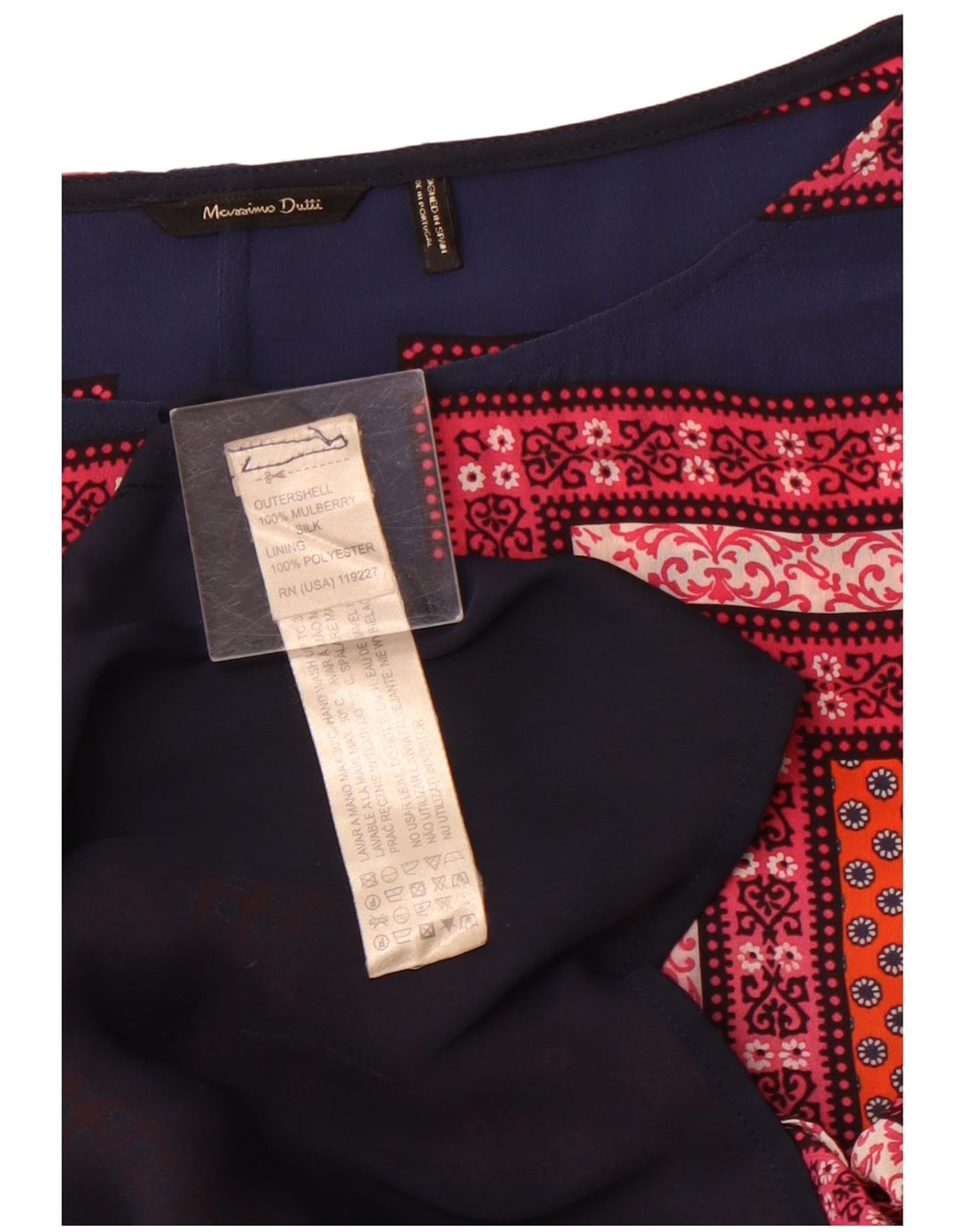 MASSIMO DUTTI Robe droite à manches 3/4 pour femme UK 12 Orange moyen floral