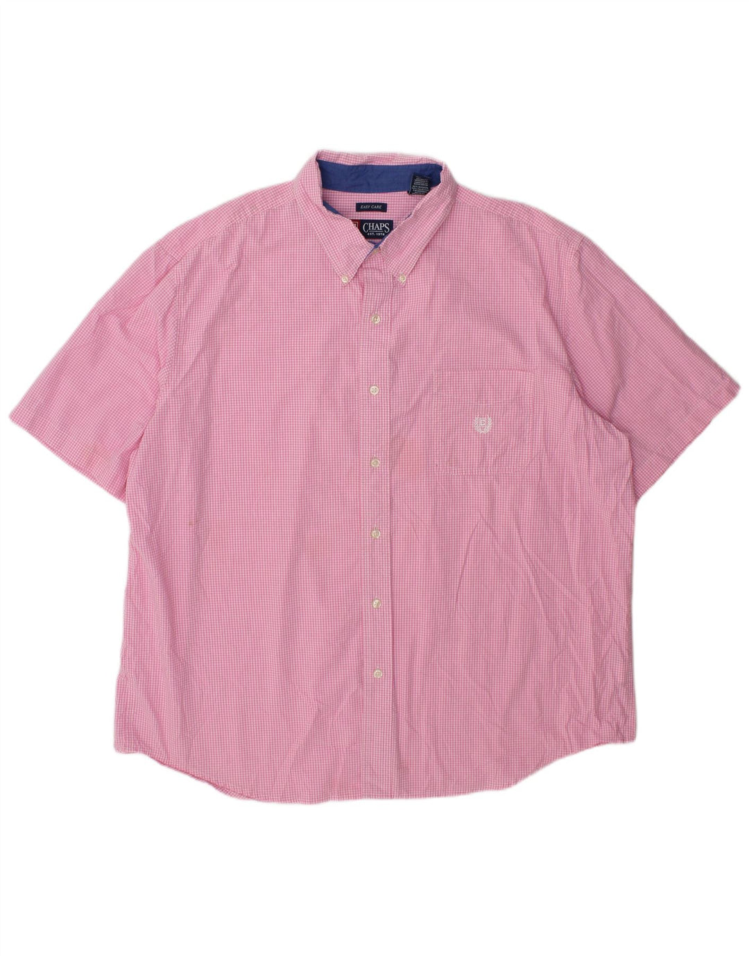 Chaps Chemise à manches courtes pour homme 2XL en coton vichy rose