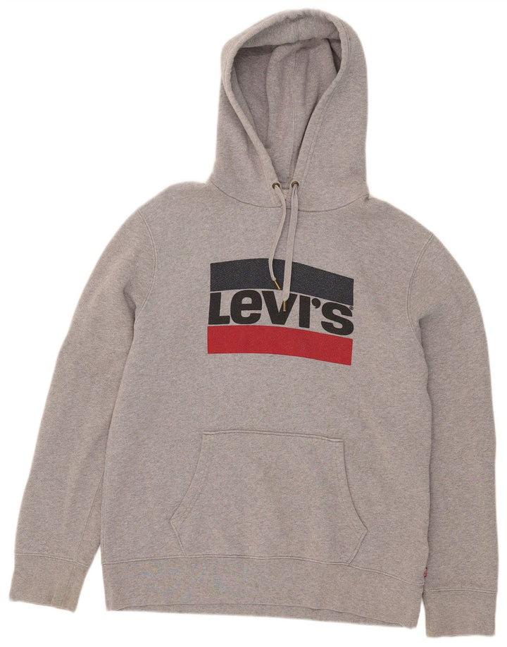 Levi's Pull à Capuche Graphique Homme Gris Coton Large