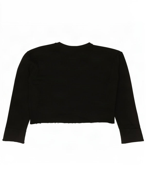 Zara Womens Crop Oversize Top Manches Longues UK 14 Medium Noir Viscose