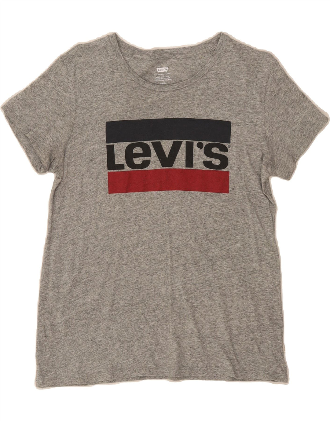 LEVI'S Womens Graphic T-Shirt Top UK 10 Small Grey Vintage Levi's and Second-Hand Levi's from Messina Hembry 